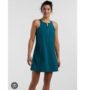 Title Nine Freedom Dress Teal Blue Sleeveless 1/4 Zip Built in Bra Sz M Athletic
